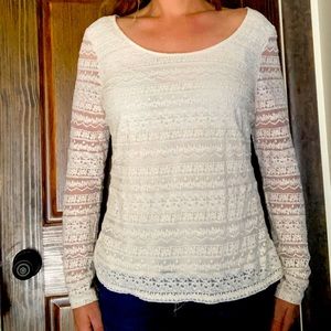 White Lace Long Sleeve Top